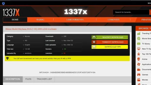 1337x Movie Download Torrent Website