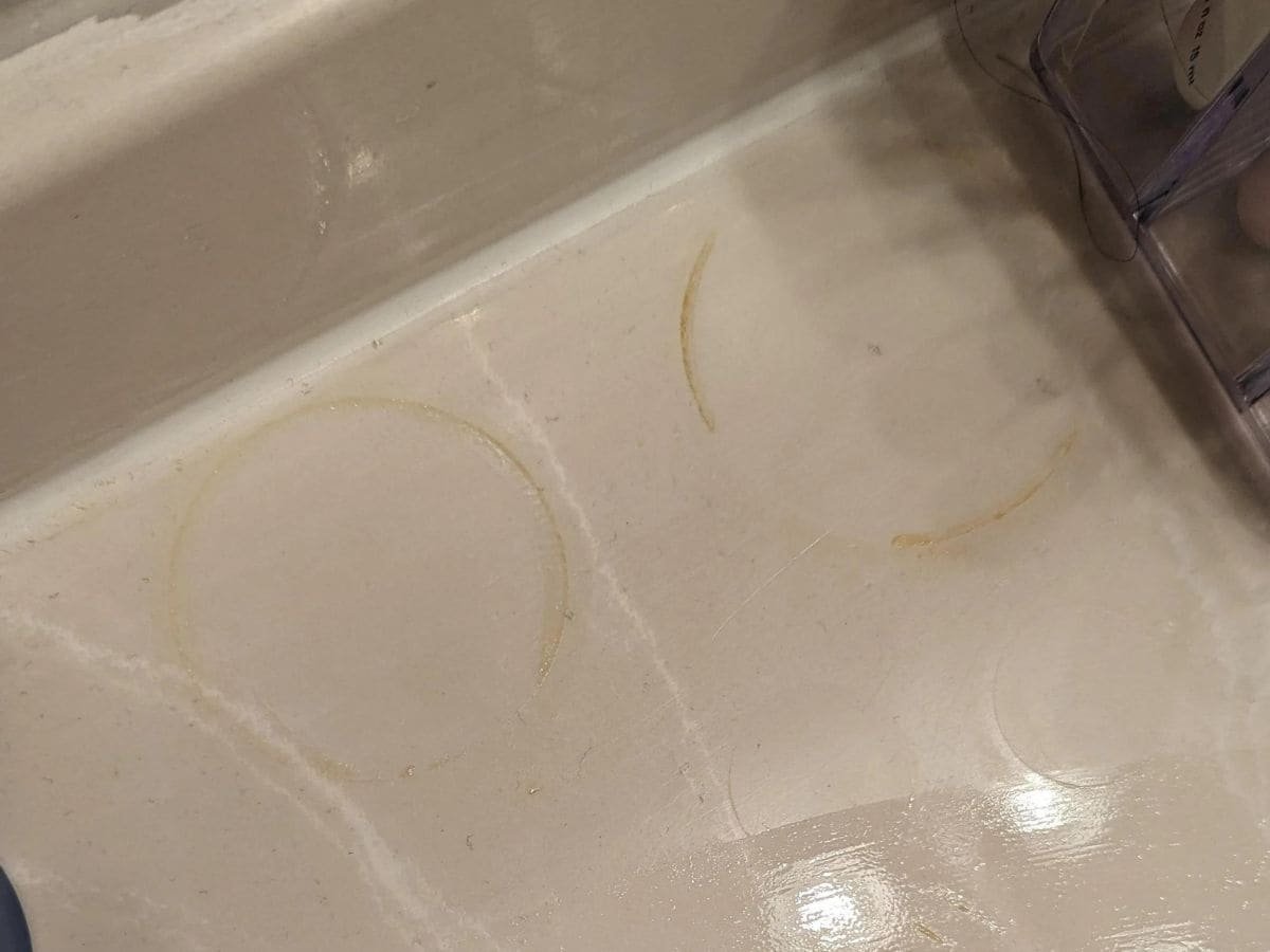 yellow drips in bathroom